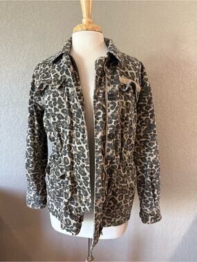 Mainstream Leopard Print Utility Jacket - Taupe/Black Small